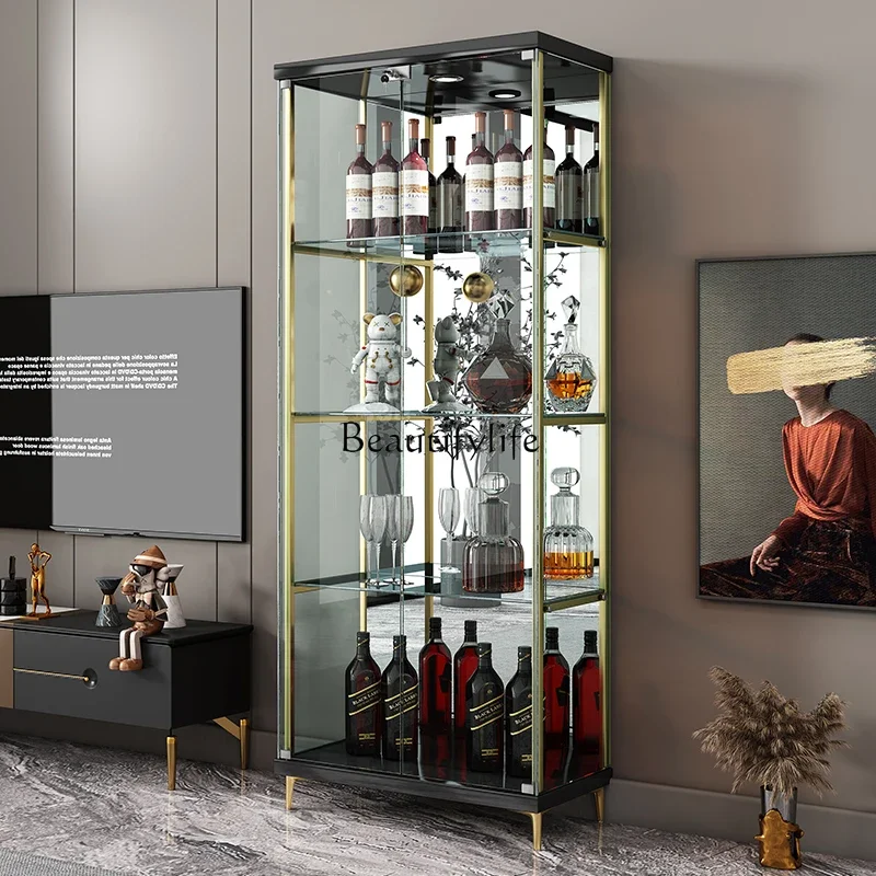 yj5 - * خزانة جانبية لتناول الطعام على الحائط المنزلية البسيطة الحديثة وغرفة الطعام وغرفة المعيشة وخزانة النبيذ الزجاجية المقسى