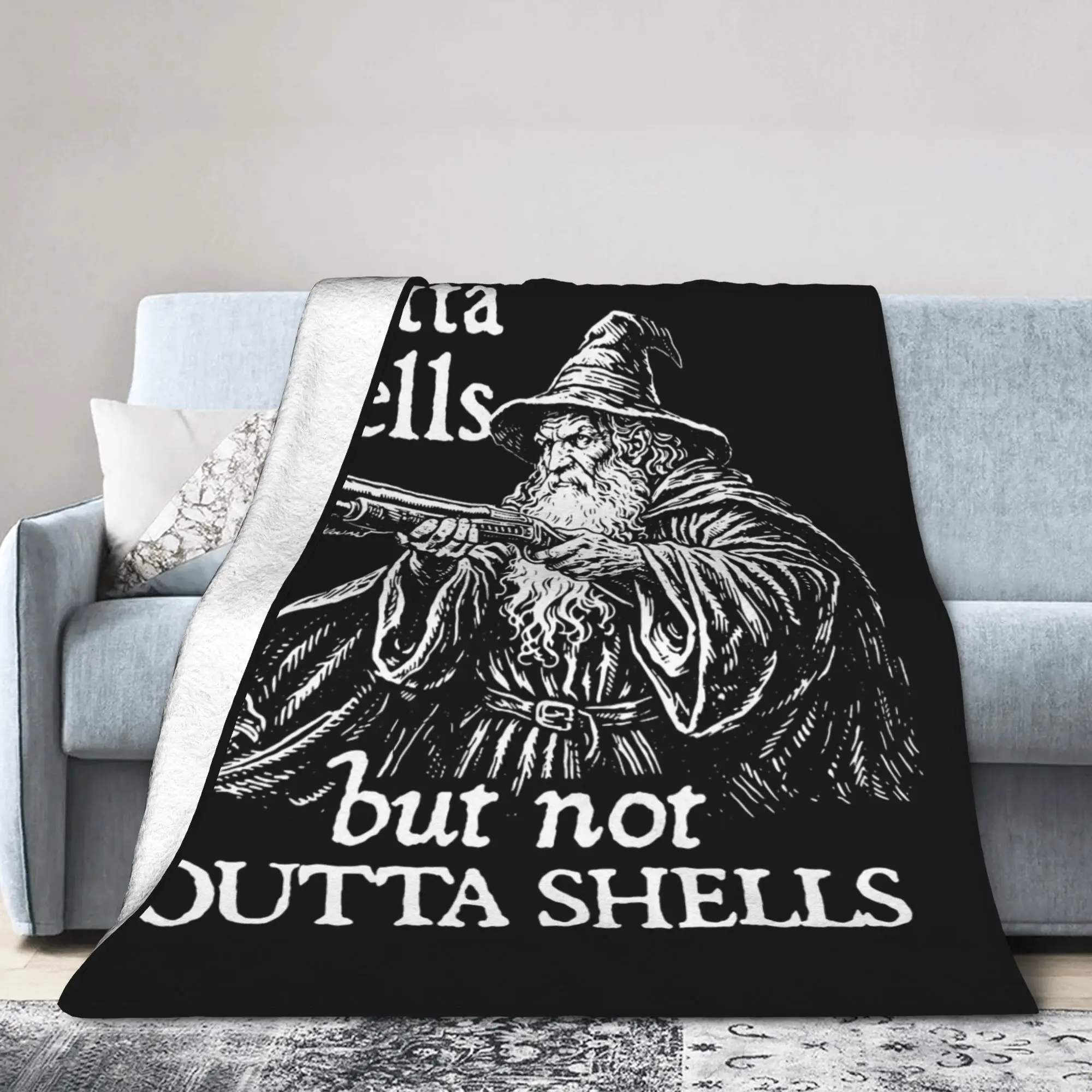 Outta Spells But Not Outta Shells Wizard Meme Blankets Coral Fleece Plush Print Warm Throw Blankets for Home Bedding Throws