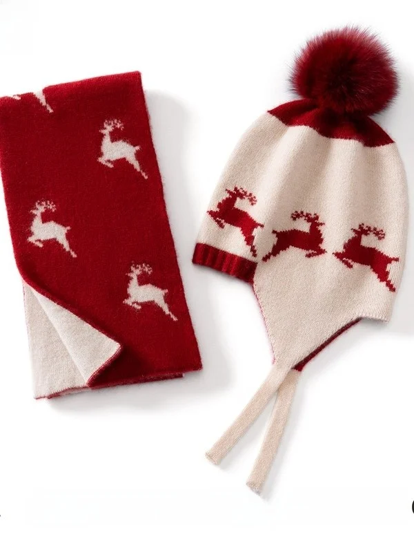children's-hat-scarf-set-deer-embroidery-double-sided-ne-protection-warm-knitted-woolen-scarf-and-hat-for-boys-and-girls
