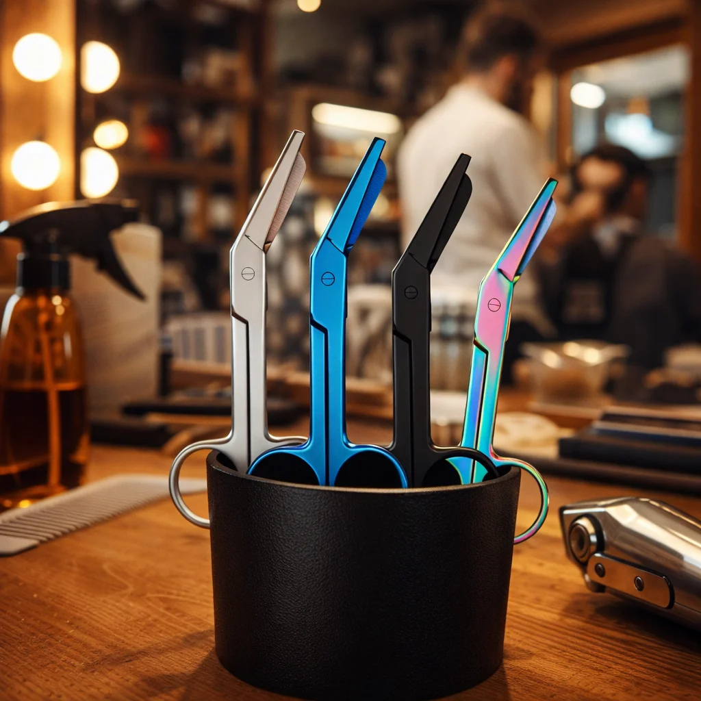 Stainless Steel Hair Cutting Scissors Angled Barber Shears with Round Tip Hair Trimming Scissors for Home Haircut, Bangs Cutting