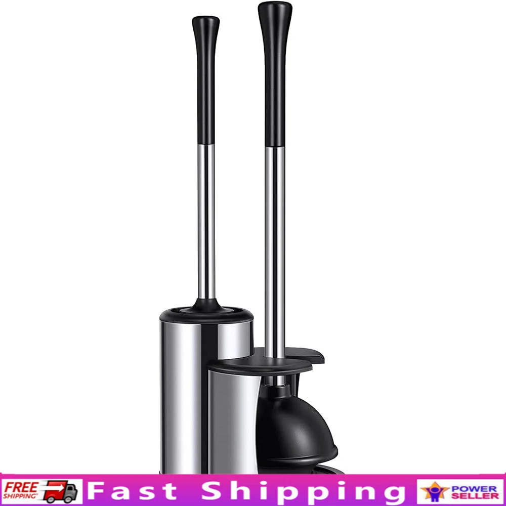 

Набор плунжеров для унитаза, сверхмощный держатель для чистки ванной комнаты из нержавеющей стали, комбинированный компактный Caddy, эргономичный дизайн