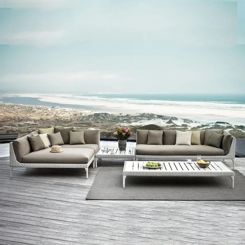

Outdoor sofa rattan chair coffee table rattan courtyard balcony three-piece combination living room