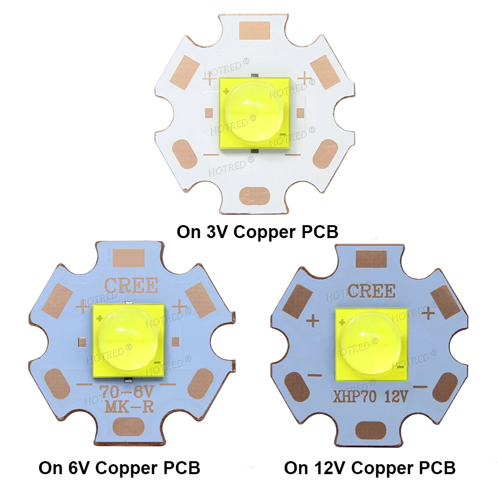 1-10pcs XHP70 Hi LED Chip DC3V/6V/12V SMD High Power XHP70.2 7070 Beads 3A 6A COB 20W Cold White Lamp Flashlight Part Source