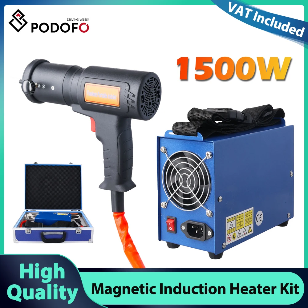 Podofo Chauffe-équerres portatif à induction magnétique 1500W, 3 bobines, 1 câble offert, Kit d'outils de démontage magnétique portatif