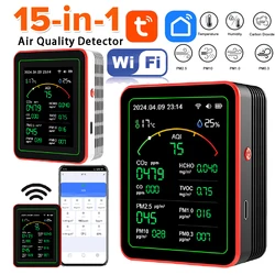 Tuya 15 in 1 Air Quality Detector WIFI Rechargeable Household Tester CO2/CO/TVOC/HCHO/PM2.5/PM1.0/PM10/Temp/Humi APP Control