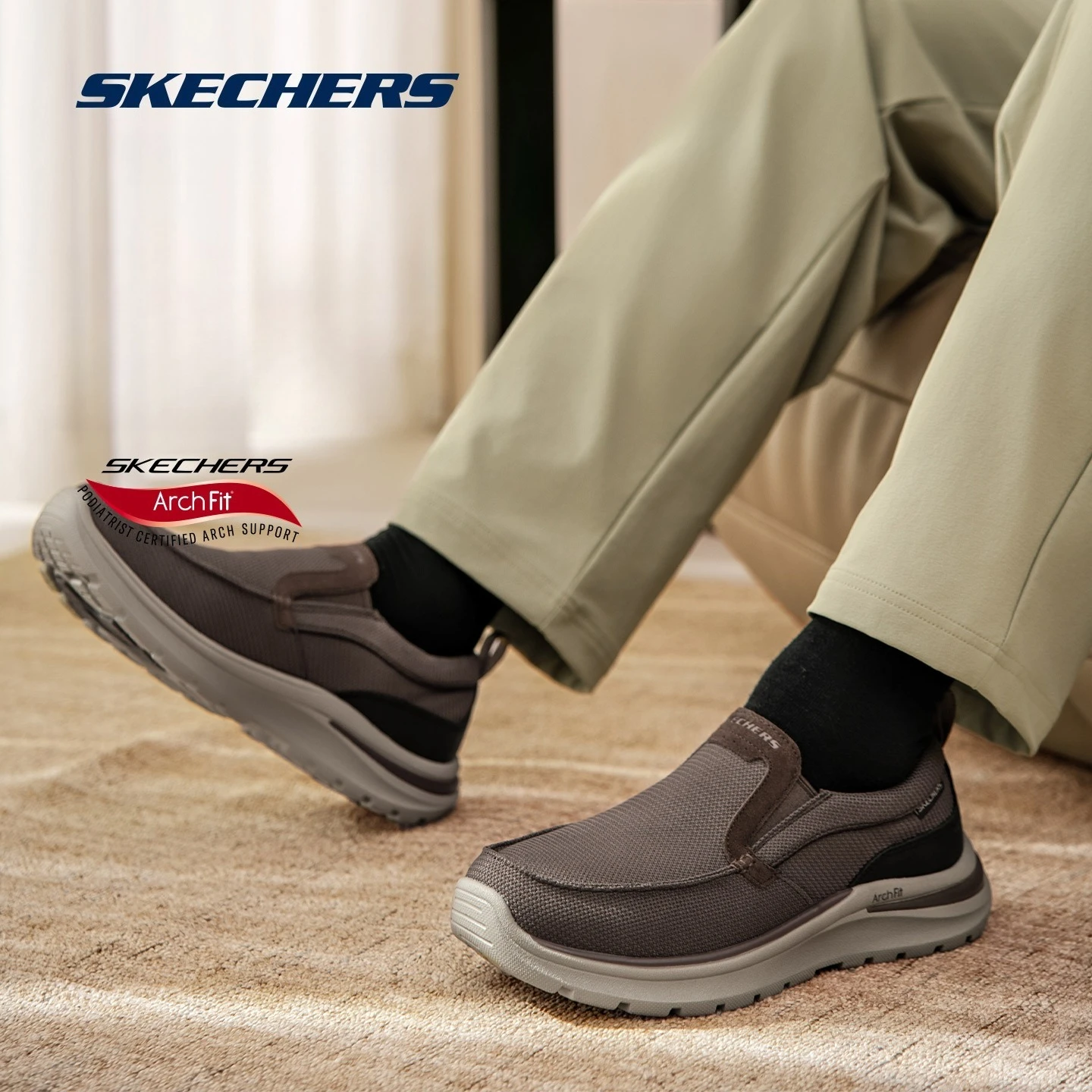 Zapatos informales Skechers para hombre, mocasines transpirables, zapatillas de deporte para hombre, nuevos zapatos planos ligeros y cómodos para el trabajo, calzado 2026