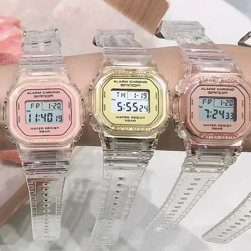 Transparent Digital Watch Square Women Watches Sports Electronic Wrist Clock Watch Reloj Mujer Clocks Wristwatch Dropshipping