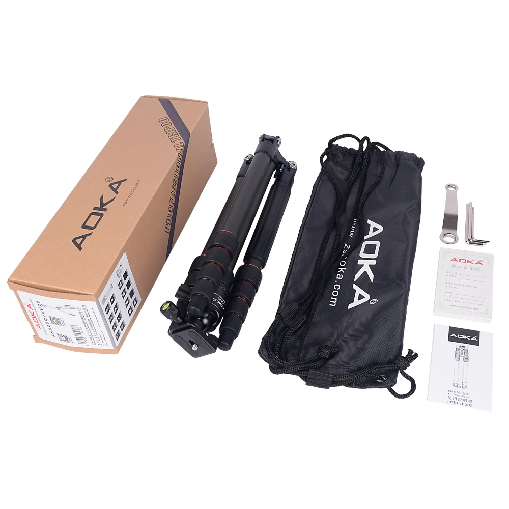 حامل كاميرا AOKA KN225C ثلاثي القوائم من ألياف الكربون خفيف الوزن مع رأس كروي KB25 مكون من 5 أقسام أقصى تحميل 11 كجم