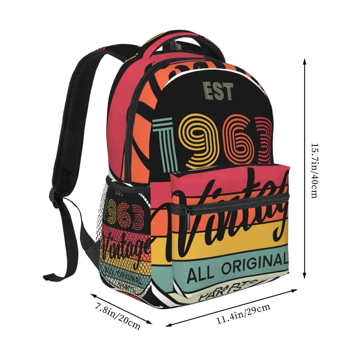 1963 Vintage Retro Casual Backpack Unisex Students Leisure Travel Computer Backpack