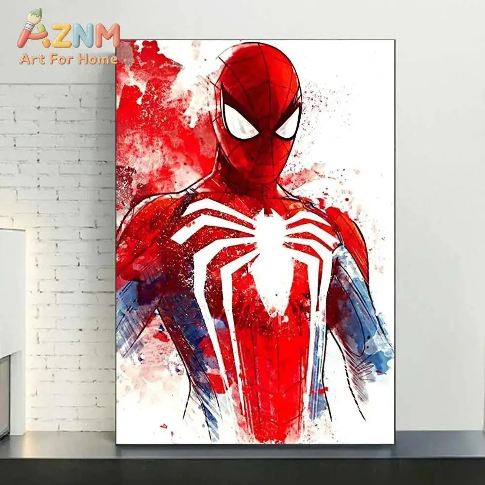 Marvel Movie Watercolor Spiderman Superhero Canvas Posters Modern Home Wall Art Painting Print Picture Room Decor - view 5