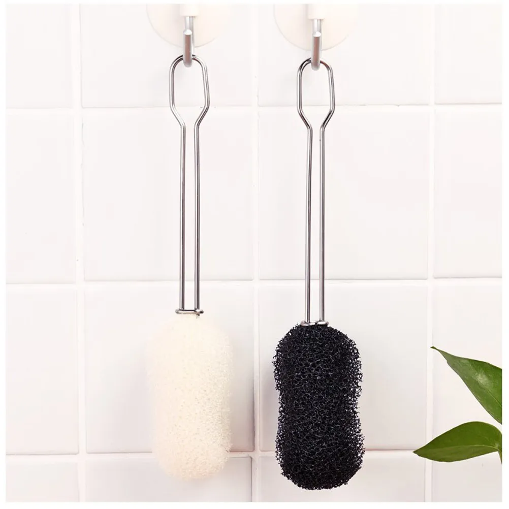 2Pcs Baby Bottle Brush with Eco Silicone Handle Cleaning Brush for Glass Feeding Bottle Water Cup Pacifier Residue Remover
