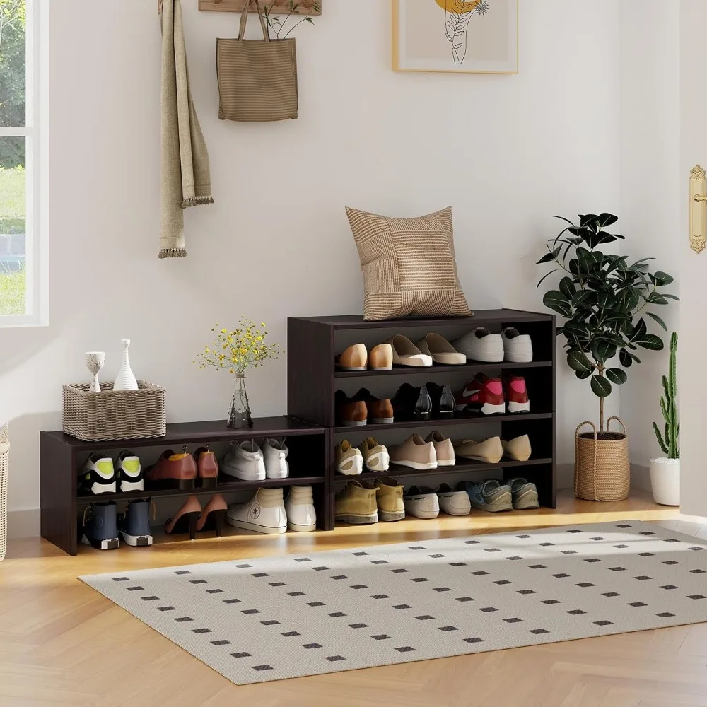 Stackable 6-Tier Shoe Organizer, Modern Freestanding Shoe Storage Rack, Space-Saving Shoe Shelf Tower (2 Pack)