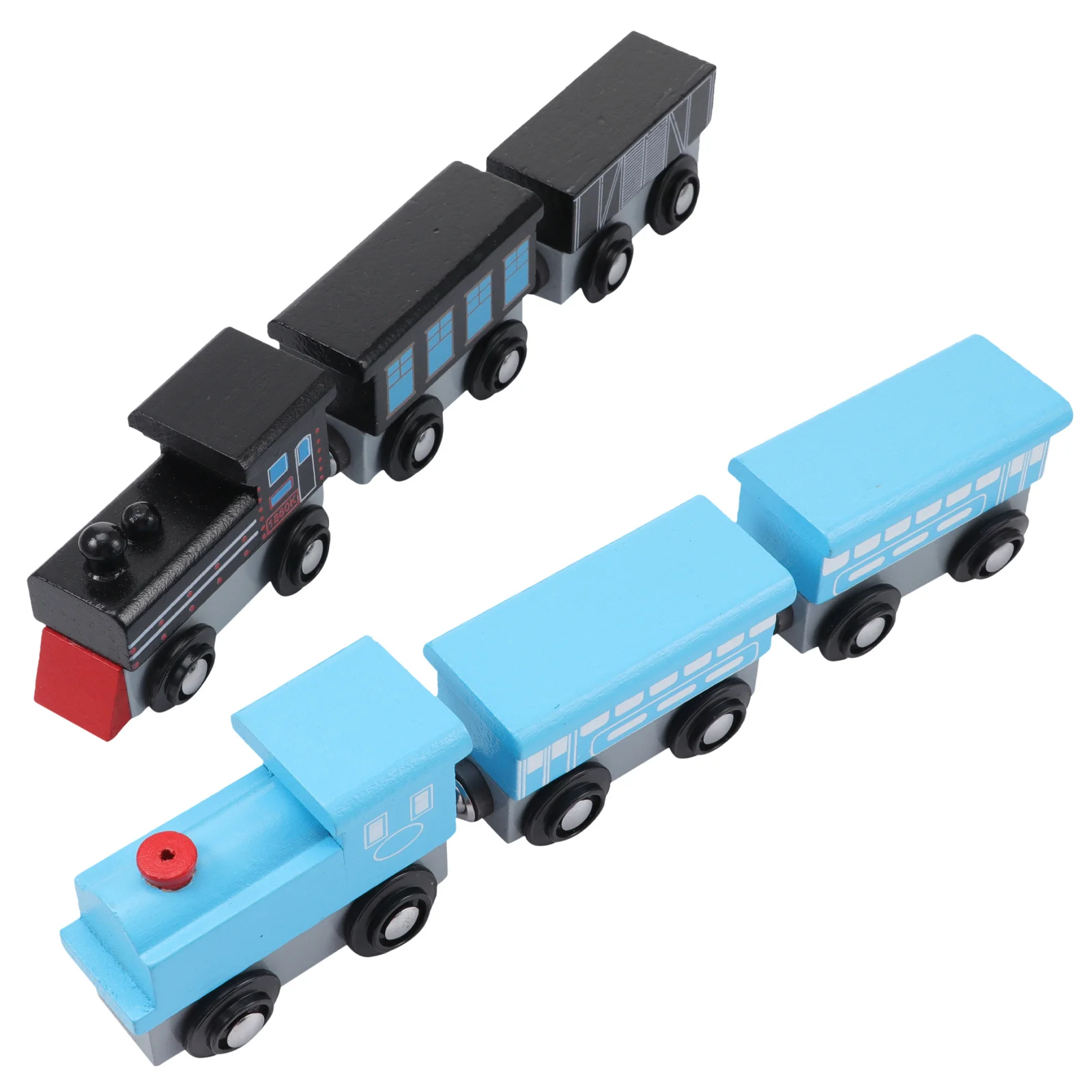 6Pcs Holz Drei-Abschnitt Gemalt Magnetische Zug Frühen Pädagogisches Spielzeug Kinder Geschenk Belohnung Dekoration Holz Zug Spielzeug