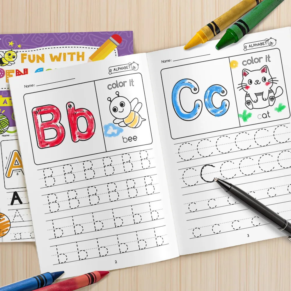 Alphabet Preschool Color Children's Preschool Writing Drawing Workbook English  Calligraphy Pen Control Training Copybook