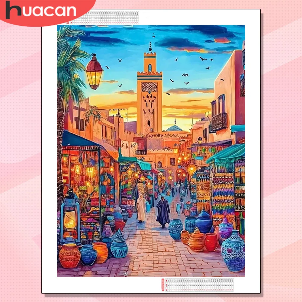 

HUACAN Diamond Painting New City Street Landscape Full Kits Square Round Diamond Mosaic 5d 5d Diy Rhinestones Adult Crafts