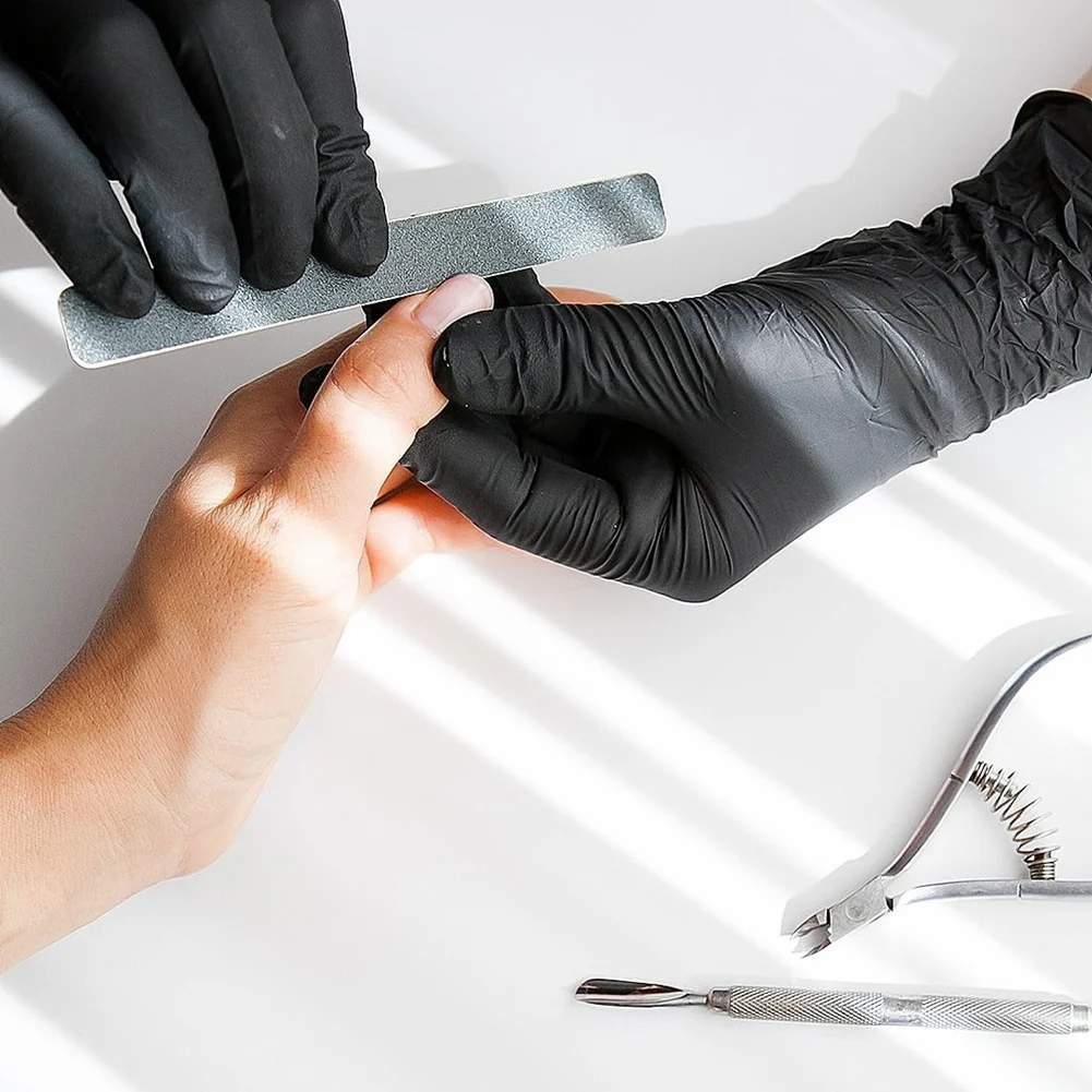 

L68A Powder-Free, Latex-Free 100Pcs Disposable Nitrile Gloves, Black- Food Safe For Cleaning, Cooking, And Chores A
