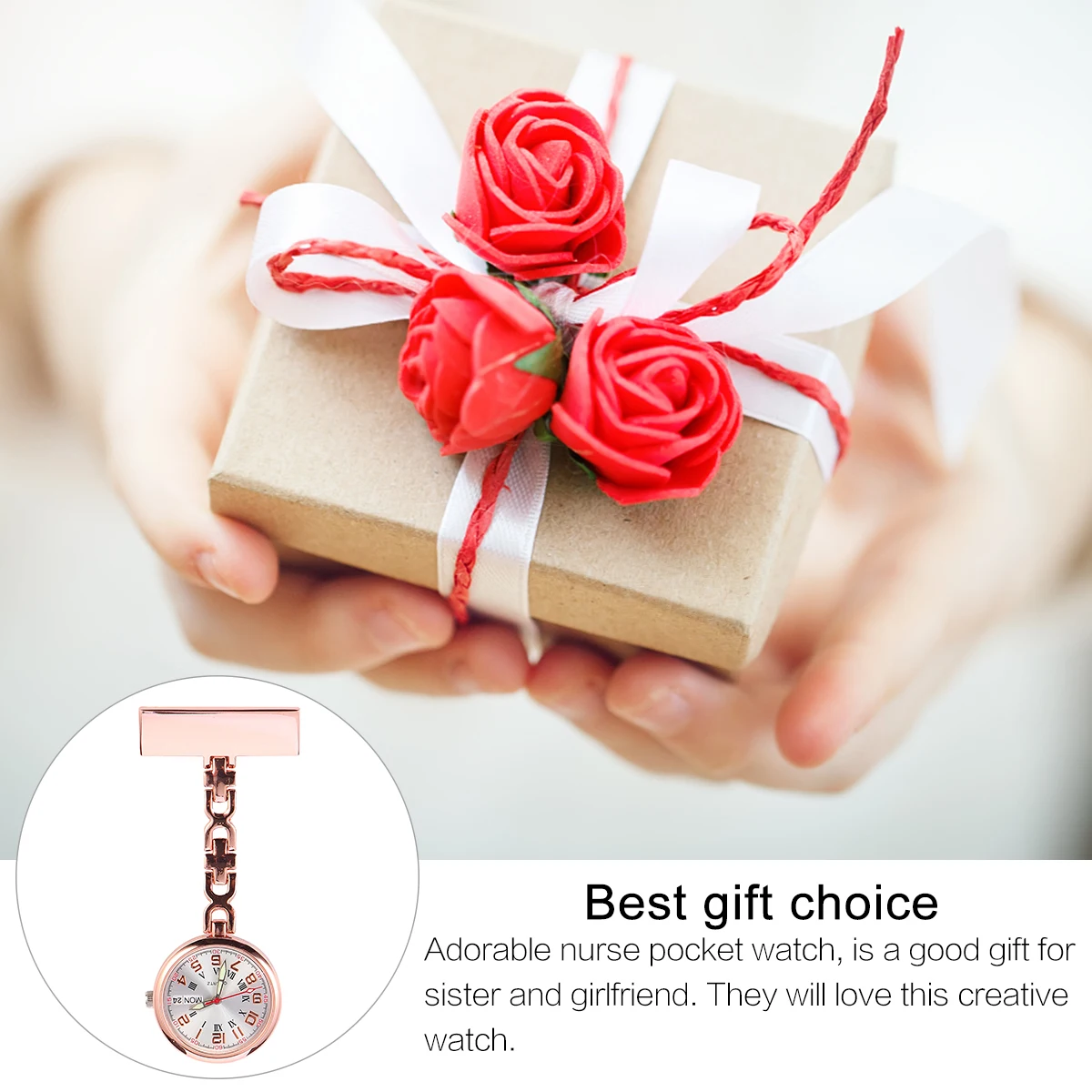 

Nurse Pocket Quartz Movement Luminous Hanging Watch for Doctors Rose in Dark Easy to Fix Stable Design Perfect Gift