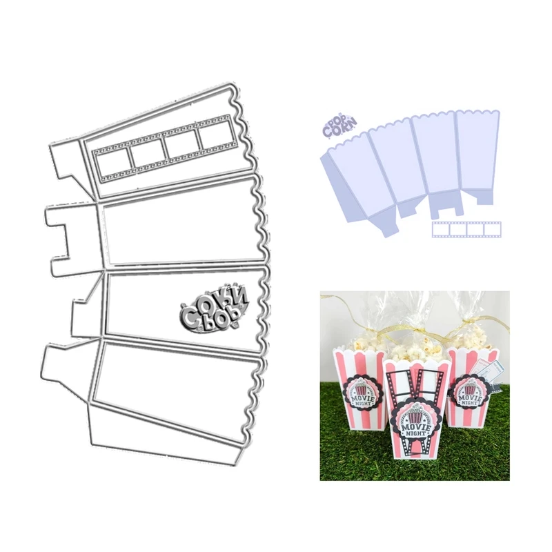 New 2021 3D Metal Cutting Dies For Popcorn Carton Scrapbooking Accessories Die Cut Embossing Frame Card Craft Die Set