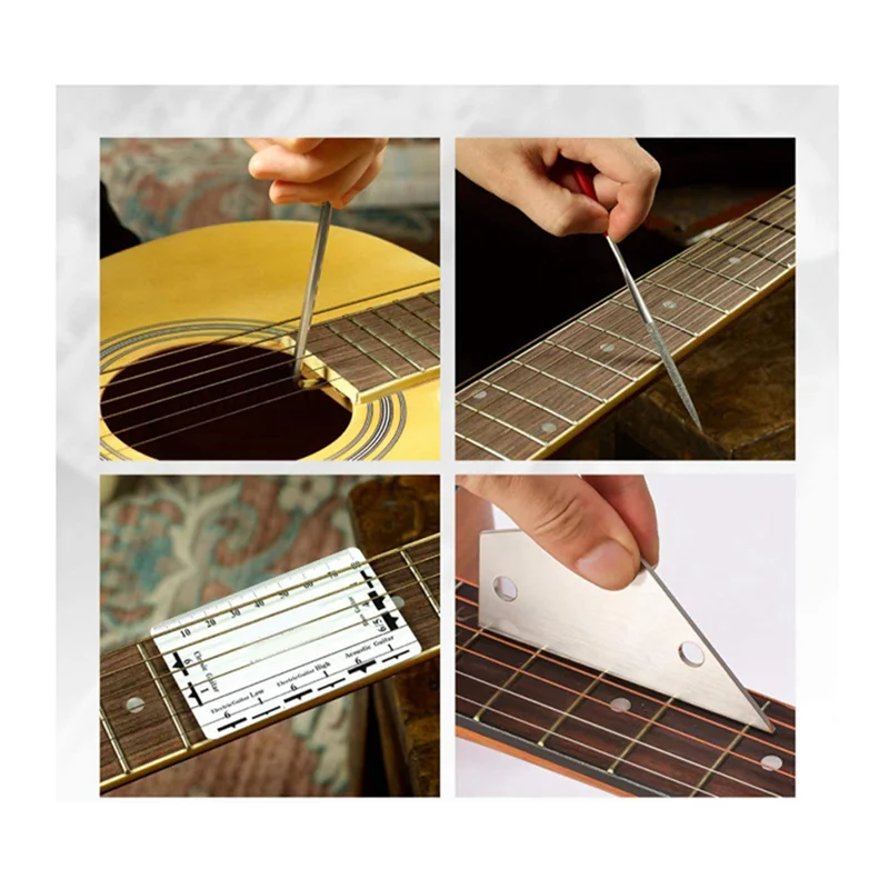 ABMW-Guitar Repair Tool Kit, String Changing Tool, Wrench, Grinding File, Meetliniaal, Stringer, Leveling Ruler, 25 in 1