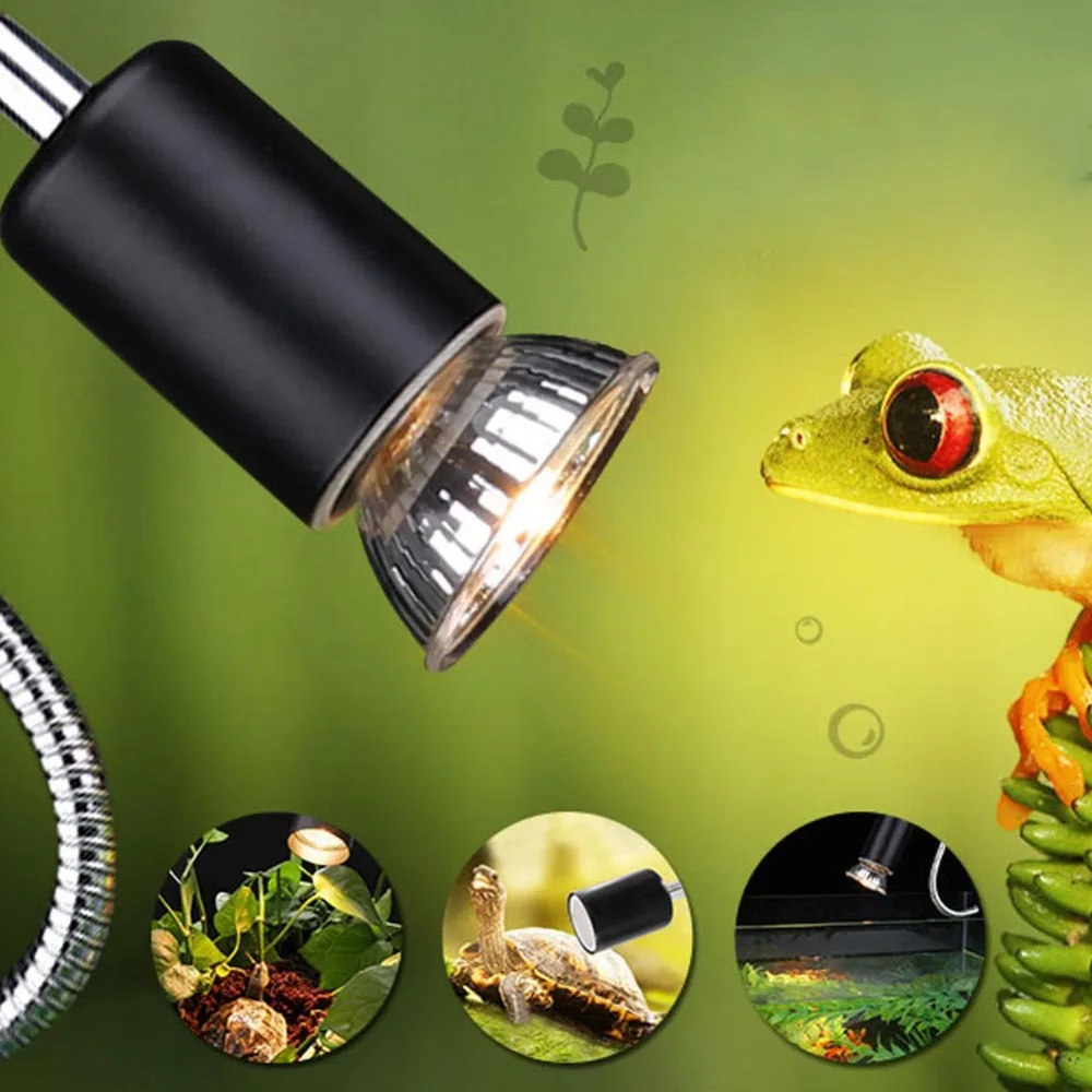 360 Degrees Rotating Reptile Heat Lamp Metal And Plastic Adjustable Temperature Reptile Lamp Holder Clip Clamp Base US Plug 110V