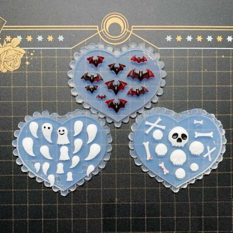 R7UF Halloween Silicone Mould DIY Resin Decorative Craft Jewelry Art Moulds