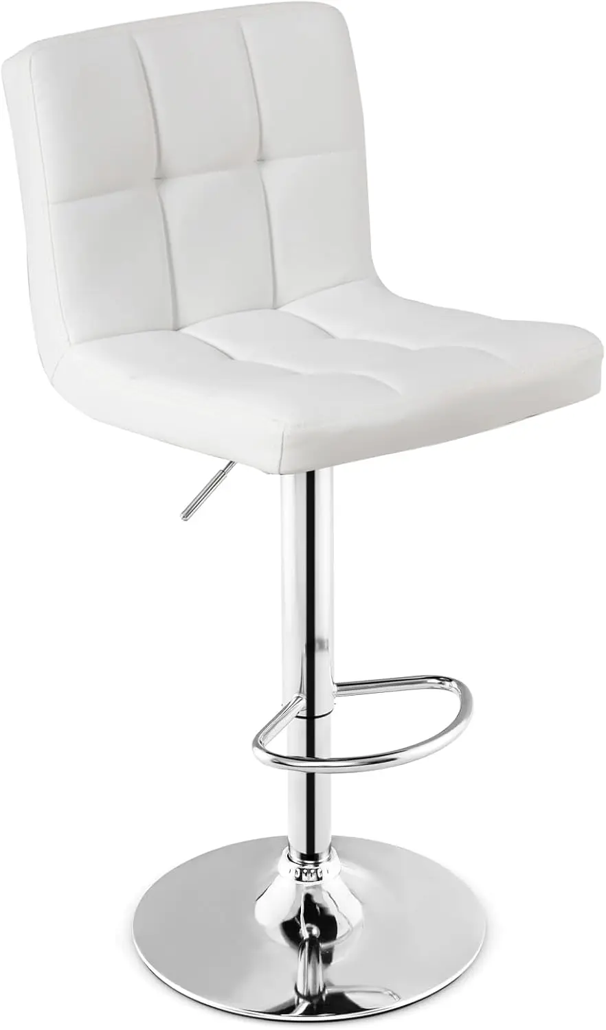 

Bar Stools Set of 1, Modern PU Leather Height Adjustable Barstools with Back, Footrest, Metal Base, Armless Counter Height Sw