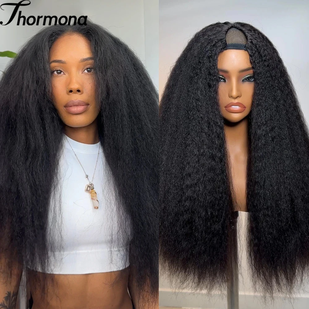 

Kinky Straight V Part Wig Upgrade U Part Wigs No Leave Out Kinky Straight Wig V Part No Glue Natural Color Fit For All Head Size