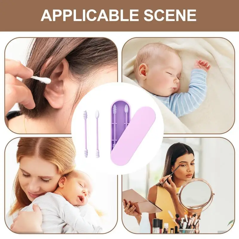 Cotton Swabs For Ears Thin Cotton Swabs BPA Safe Swabs Silicone Mini Reusable Extra Soft Q-tips Makeup Removal Toddler Women