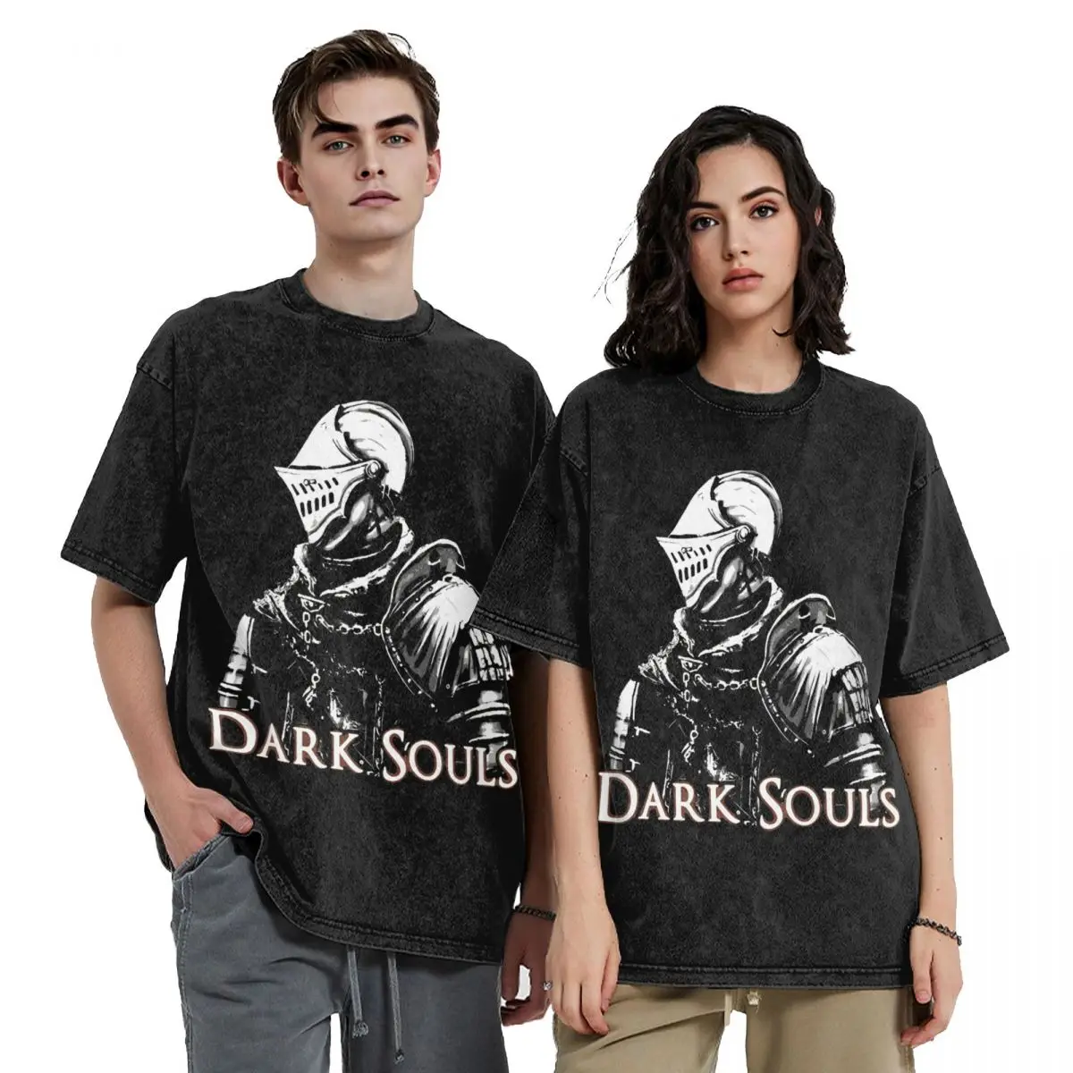 Summer Dark Souls Elite Knight White Shirts Accessories Men Women Washed Tee Shirt Harajuku T-shirts