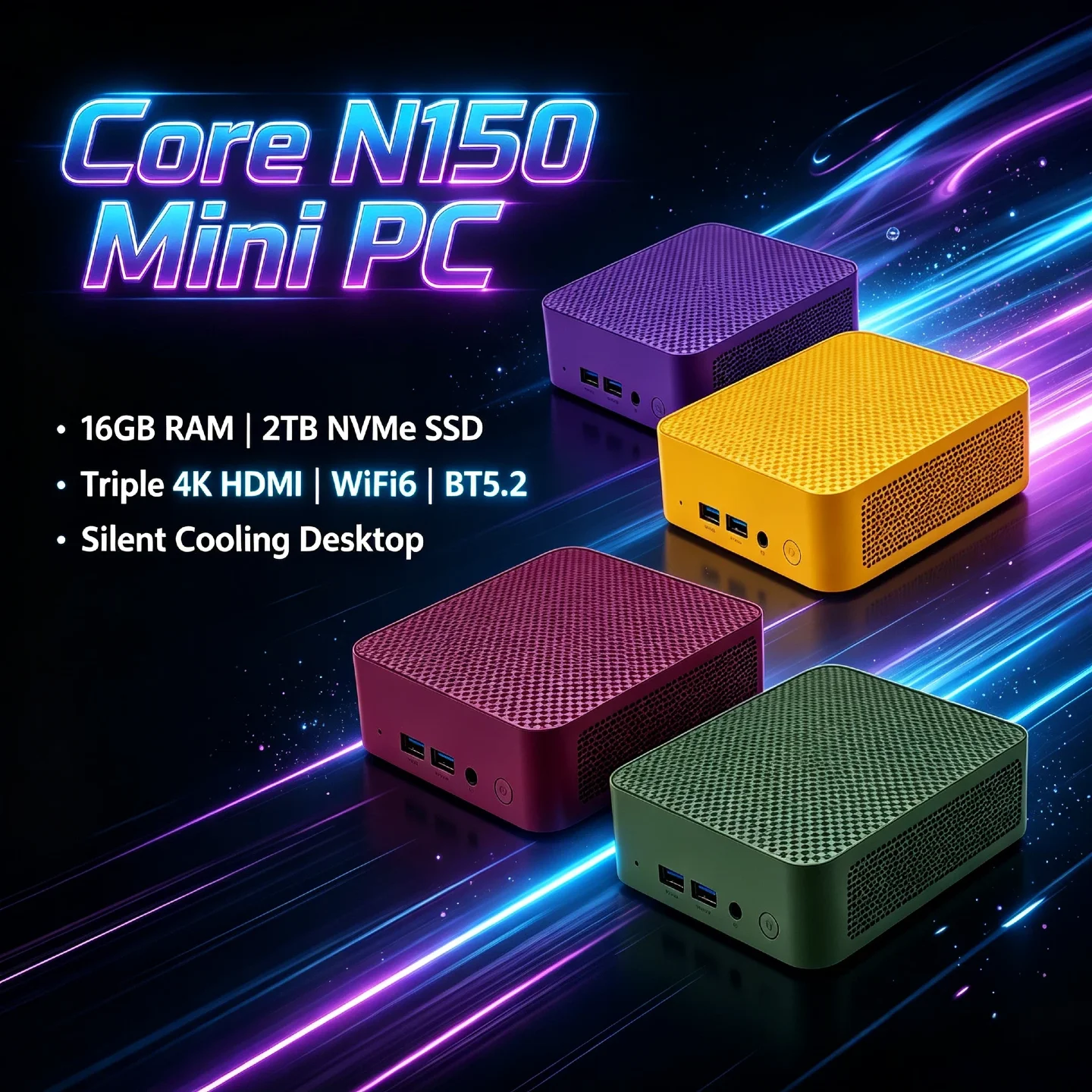インテル-n150-高速ミニpc-16gb-ddr4-2tb-m2-ssd-トリプル4k画面対応-wifi6-静音冷却-ホームオフィスコンピューター-pro-max