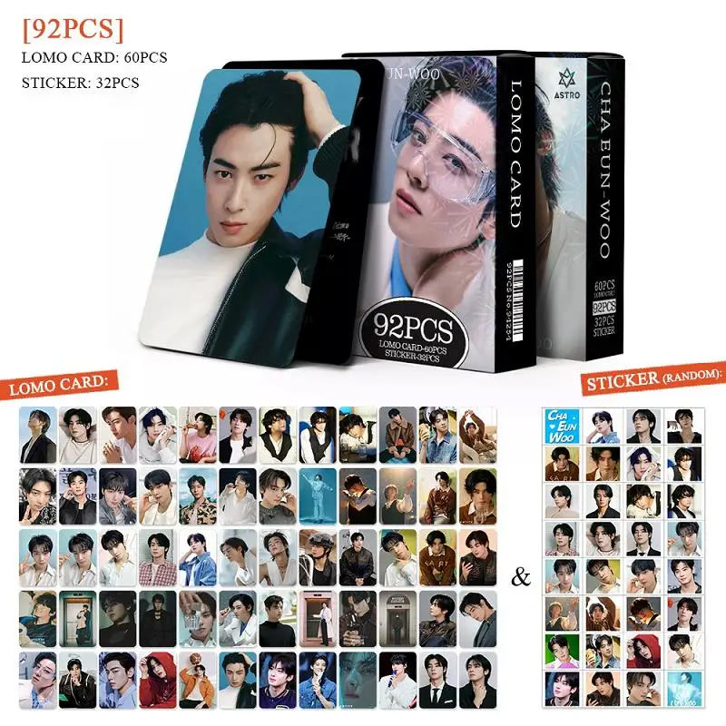 92PCS Cha Eun-Woo New Album ELSE Peripheral LOMO Cards K-pop Star Collectible Photo Bonus Stickers for Fans Collection view 4