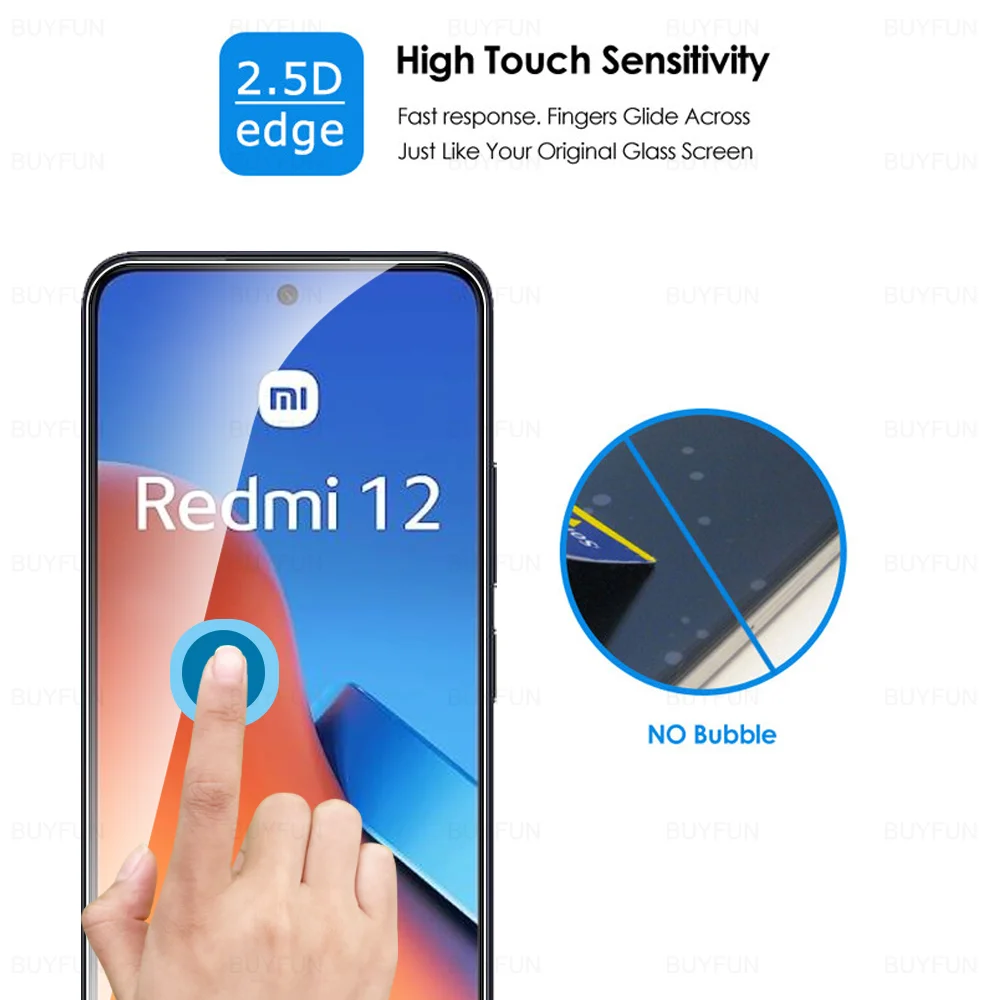 زجاج مقسى واقي للشاشة HD ، غشاء واقي الشاشة ، mi 12 ، Redmi 12 ، 4G ، 5G ، Xiaomi red "، 2