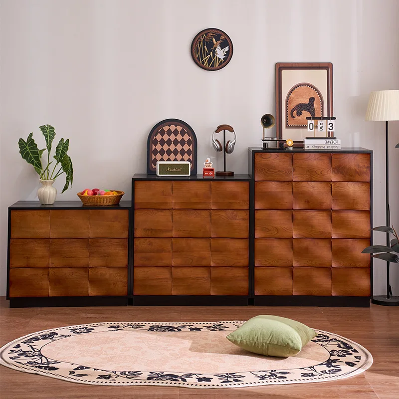 

chest cabinet French simple color matching bedroom small apartment solid wood household four-bucket drawer storage cabinet