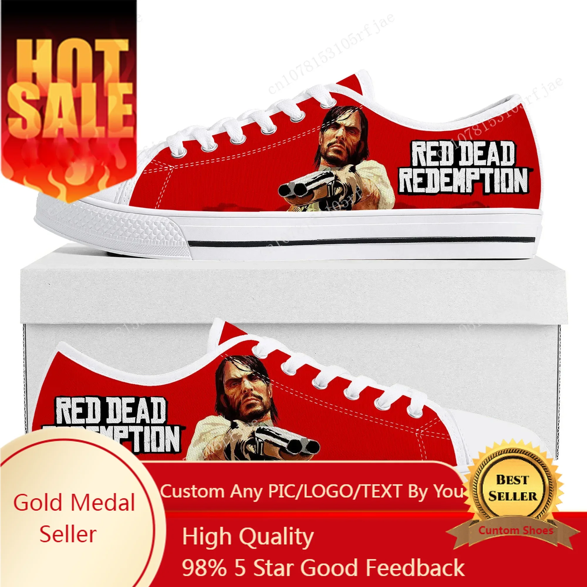

Video Game Red Dead Redemption Low Top Sneakers Women Men Teenager Canvas Fashion Sneaker Couple Custom Built Shoes