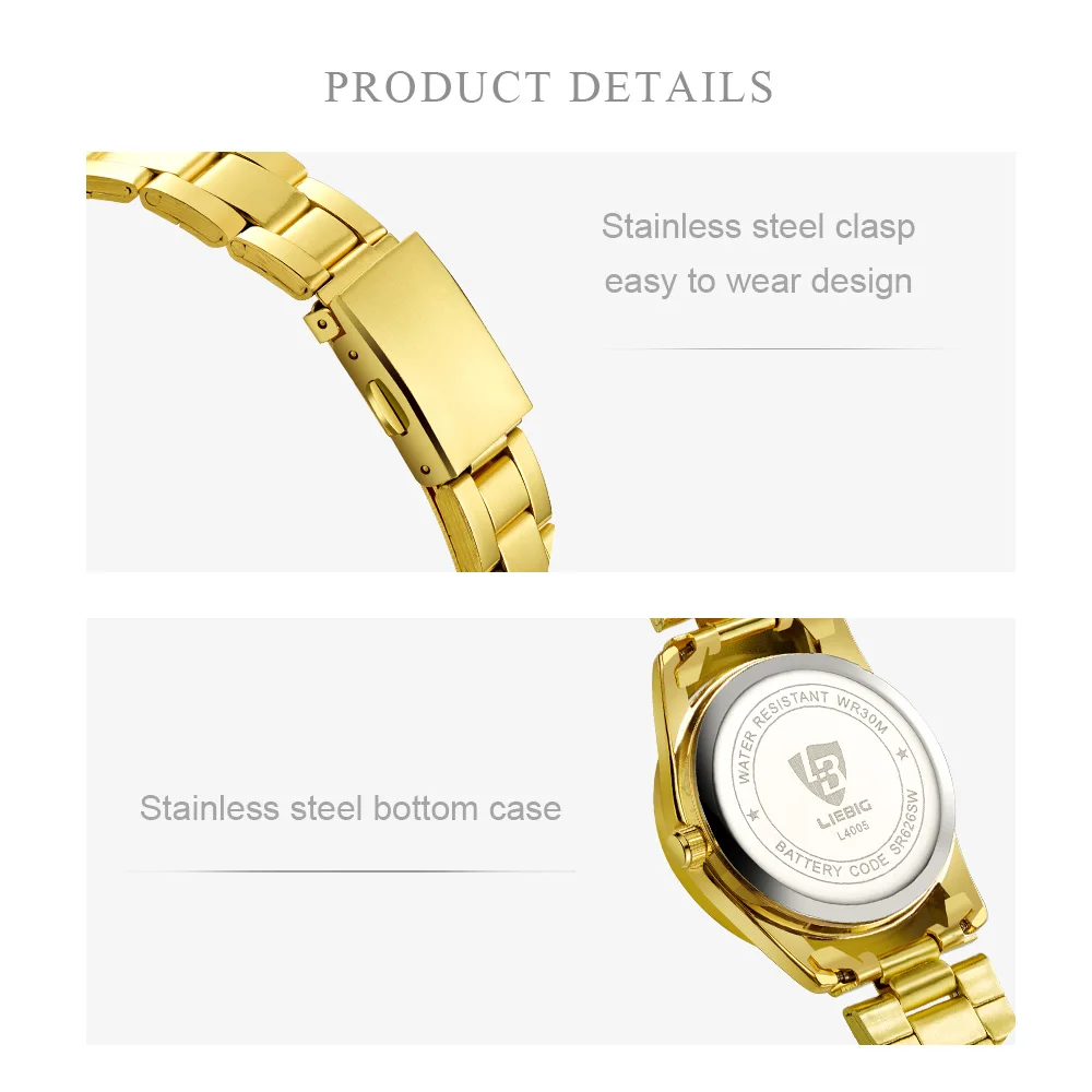 2022 Fashion Golden Quartz Watches Women Luxury Full Steel Strap Waterproof Girls Wristwatch Ladies Clock Relogio hombre L4005