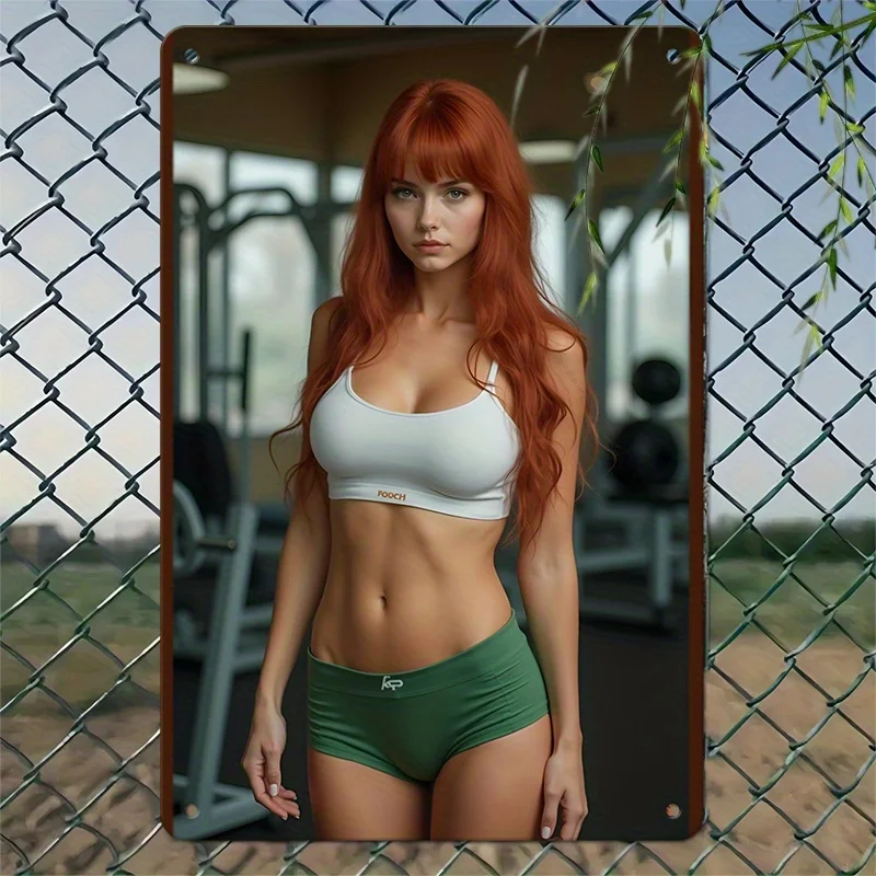 ( 20* 30Cm/ 11.8* 7.8 In) Retro Style Metal Iron Plaque, Sports Bikini Beauty, Multifunctional Decoration with Pre Drilled Hole