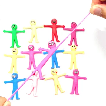 12Pc nowość rozciągliwy rozciąganie zabawki śliczne kolorowe żółty Stress Relief rozciągliwy Fidget prezenty TPR miękkie tworzywo sztuczne kreatywna lalka zabawki
