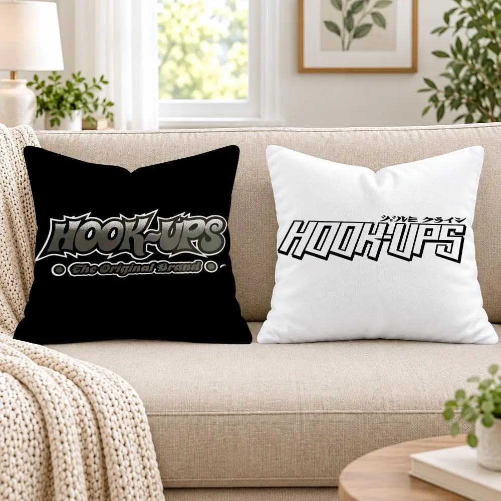 H-Hook Ups Skateboards Cushion Cover Short Plush Double-Sided Printing Sofa Bedroom Pillow Case Aesthetic Home Decor