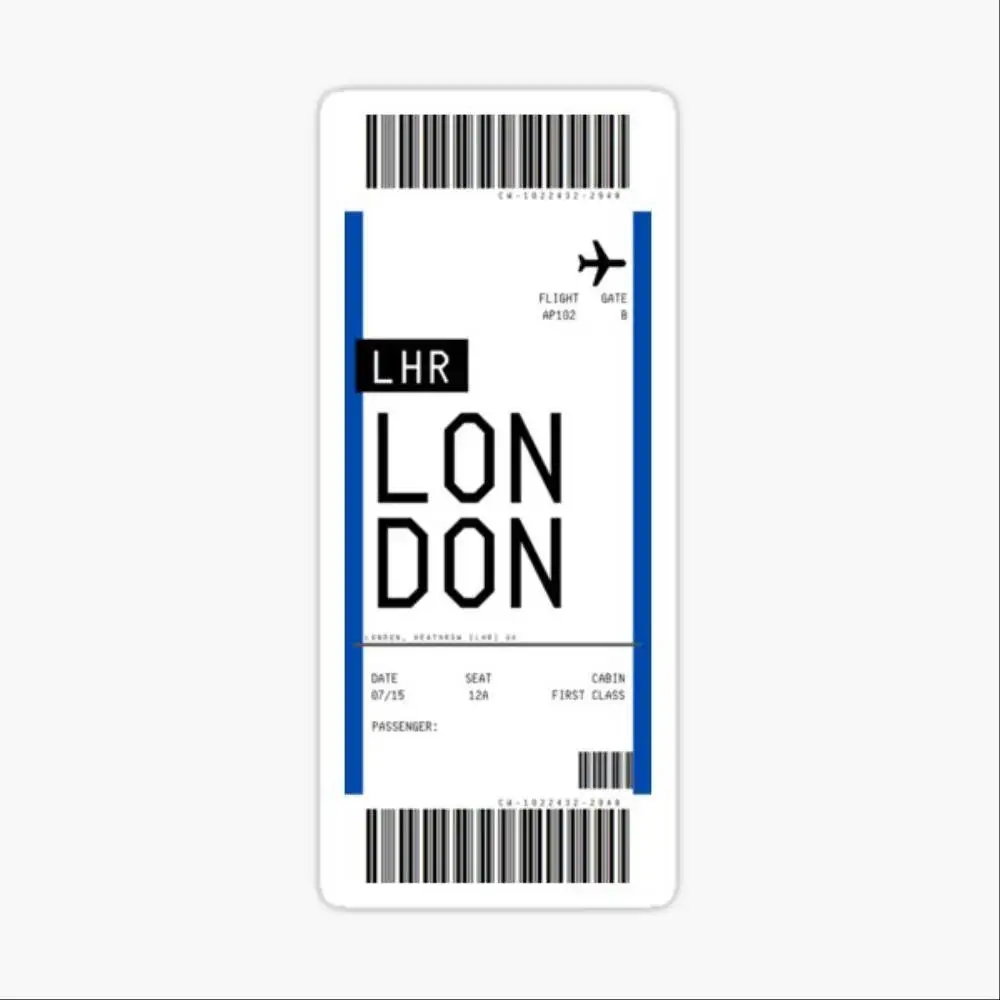 London Boarding Pass Waterproof Stickers For Decorating Car Windows Motorcycles And Computers.