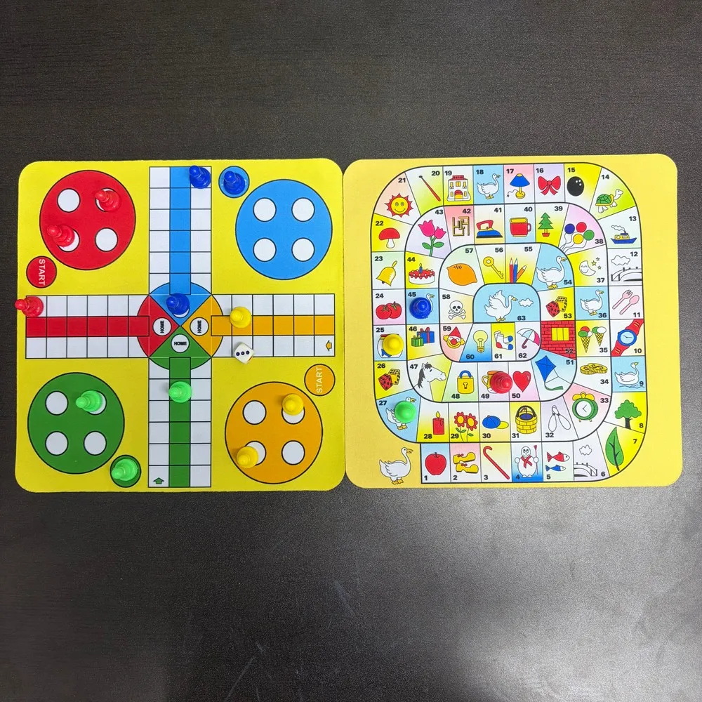 2pcs Ludo and Swan Board Game Set, Include 2 Boards(24cm/9.45in), 16 Pieces and 1 Die , for Family and Party Game Night