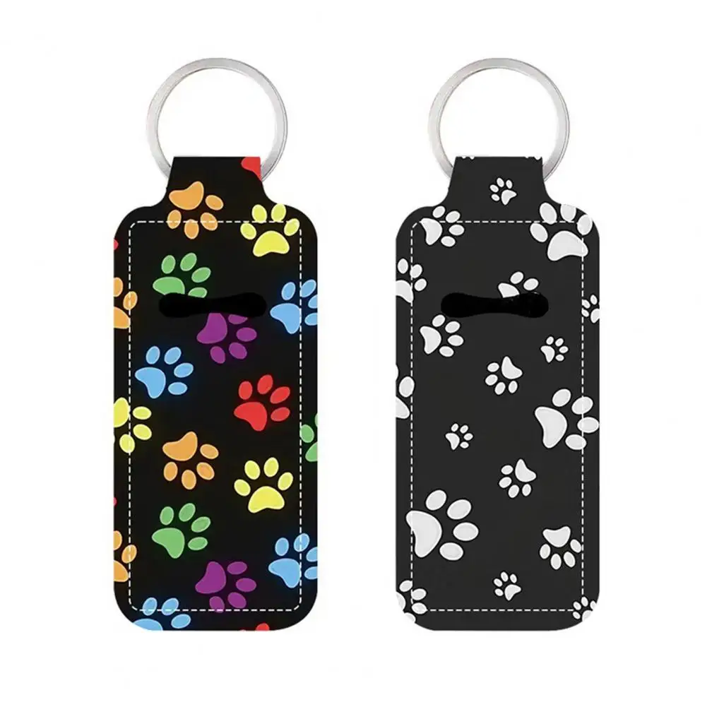 Portable Lipstick Case Lipstick Holder with Metal Ring Dog Paw Lipstick Holder Keychain Lip Balm Sleeve with Metal Ring for Bag