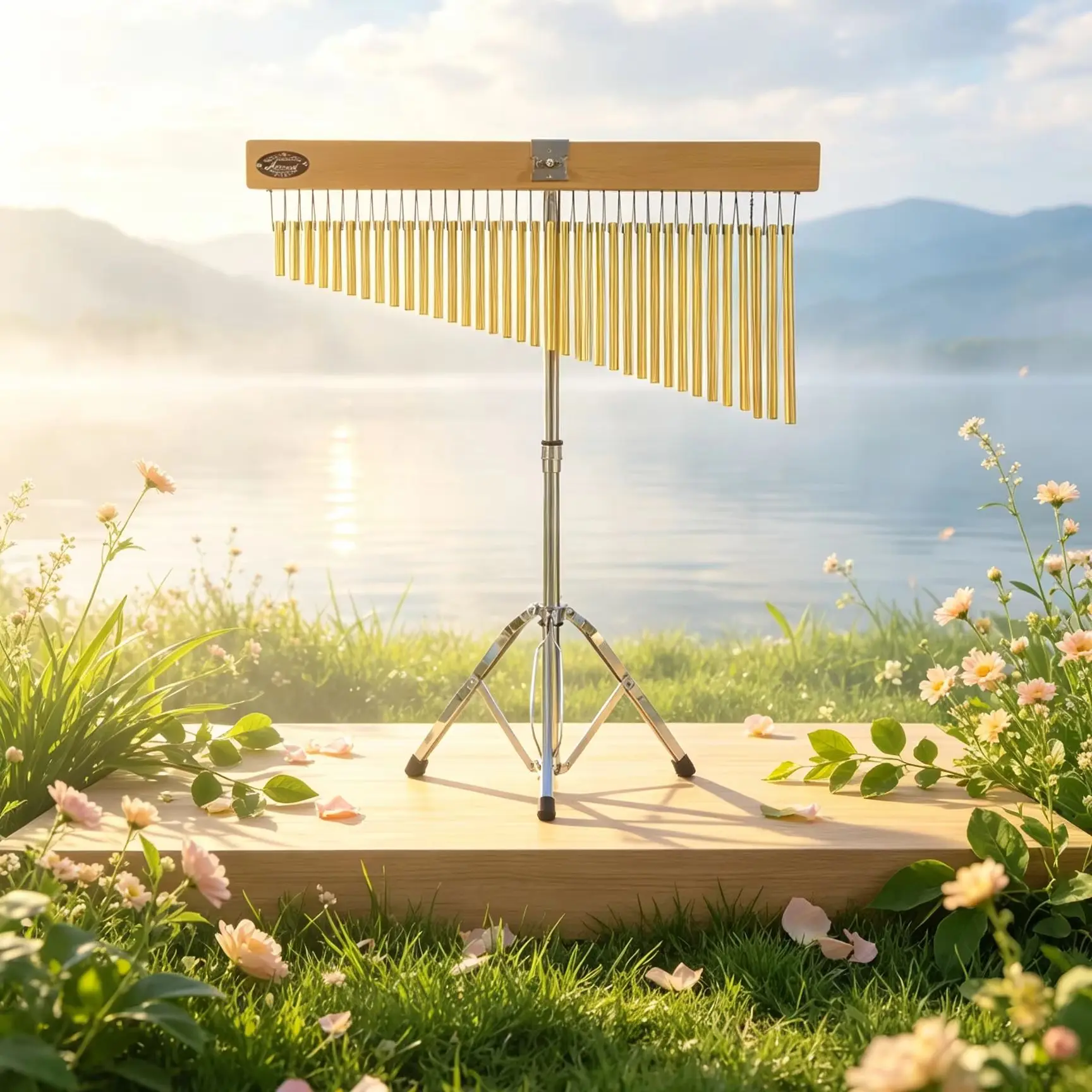 YUN QI QING YIN 36 Tone Gold Bar Chimes With Tripod Stand Match Crystal Singing Bowl, Sound Bath Chakra Yoga Meditation Spa Healing Percussion, Solid Wood Aluminum Wind Bell For Sound Therapy Relaxation