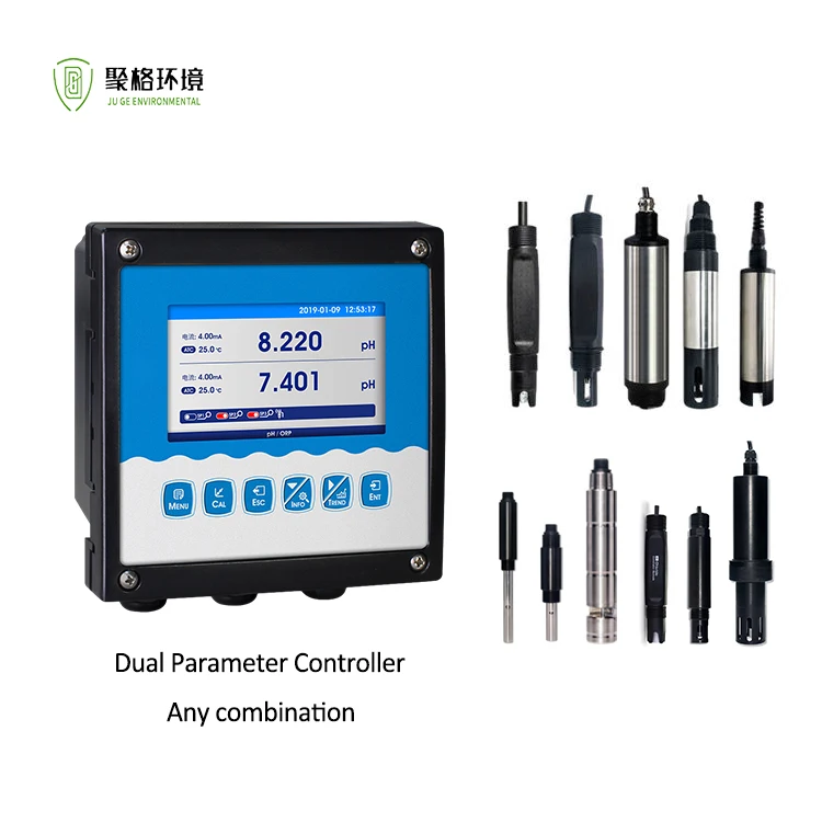 

Dual Channel Water Quality Monitor PH ORP Conductivity Dissolved Oxygen ISE Sensor Water Meter Dual Parameter Water Analyzer