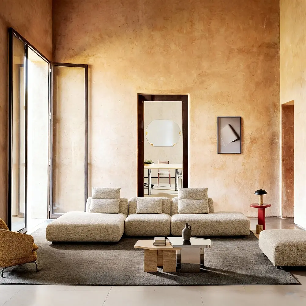 

#Modern Suede Leather Eco-Friendly Modular Living Room Sofa Set Sectional For Home Apartment Villa
