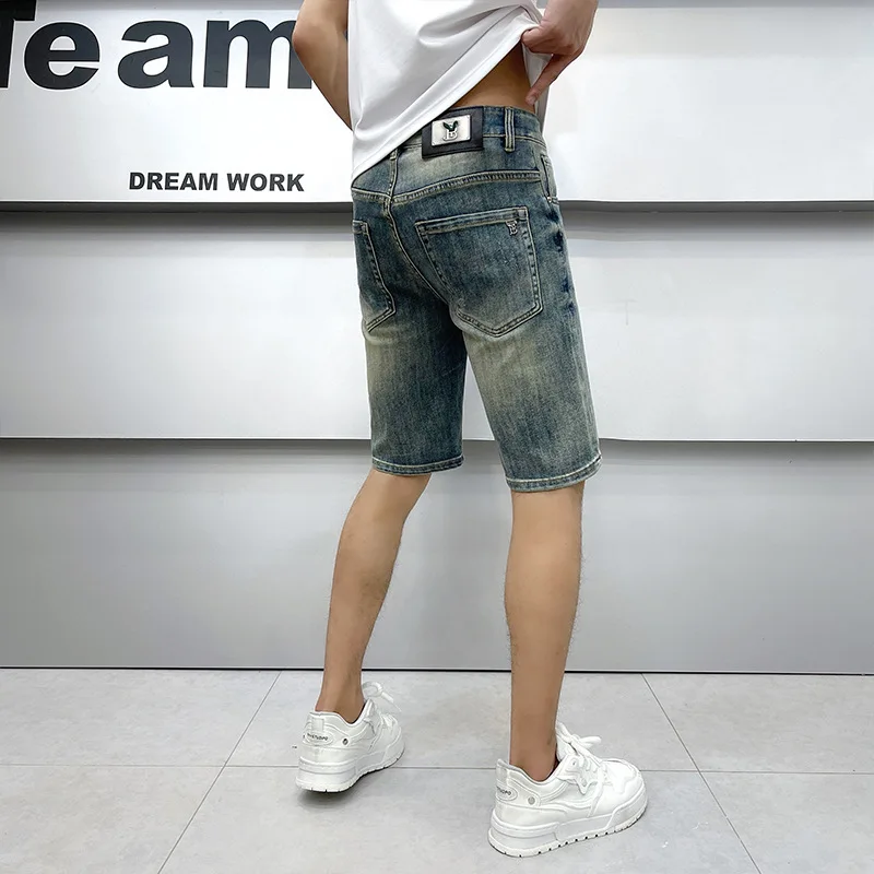 Light luxury high-end denim shorts MEN'S thin stretch slim fit trendy casual 2024 new summer pants