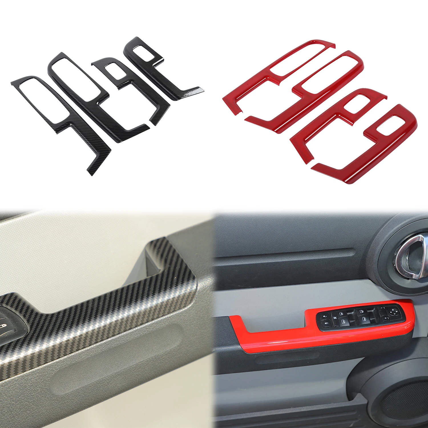 

Carbon Fiber Window Switch Button Panel Decoration Cover Trim for Dodge Nitro 2007-2012 ABS Car Interior Accessories Black