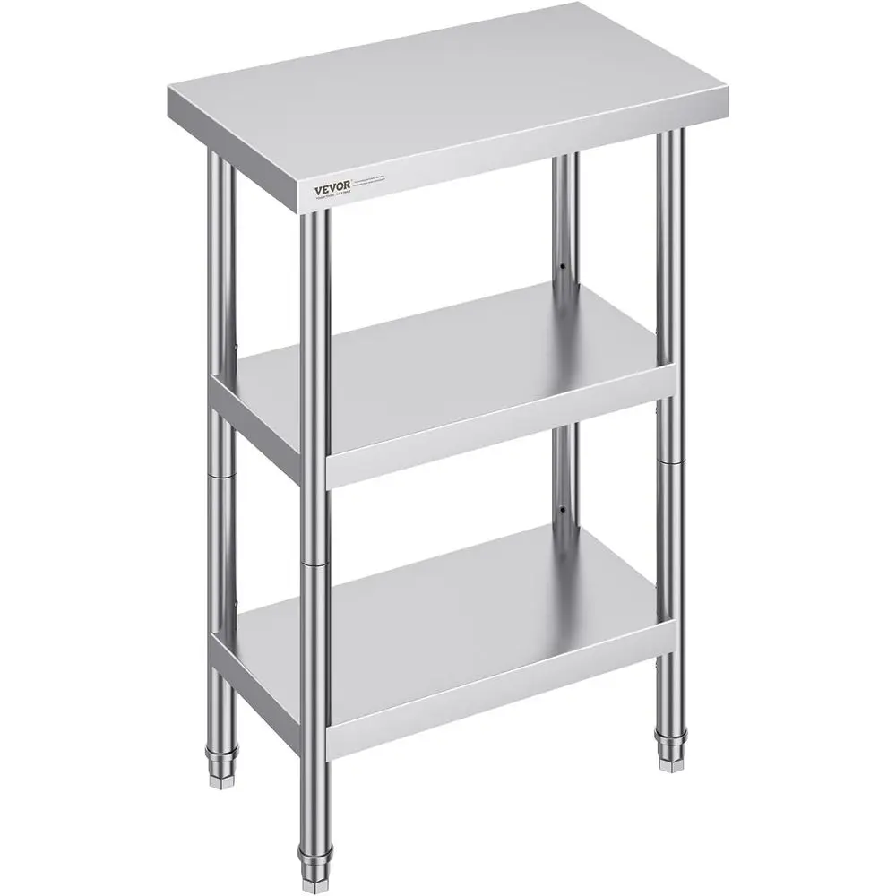 

Heavy-Duty 14x24x34 Inch Stainless Steel Food Prep Table with Adjustable Height for Commercial Kitchens, BBQ, Home, and Garage U