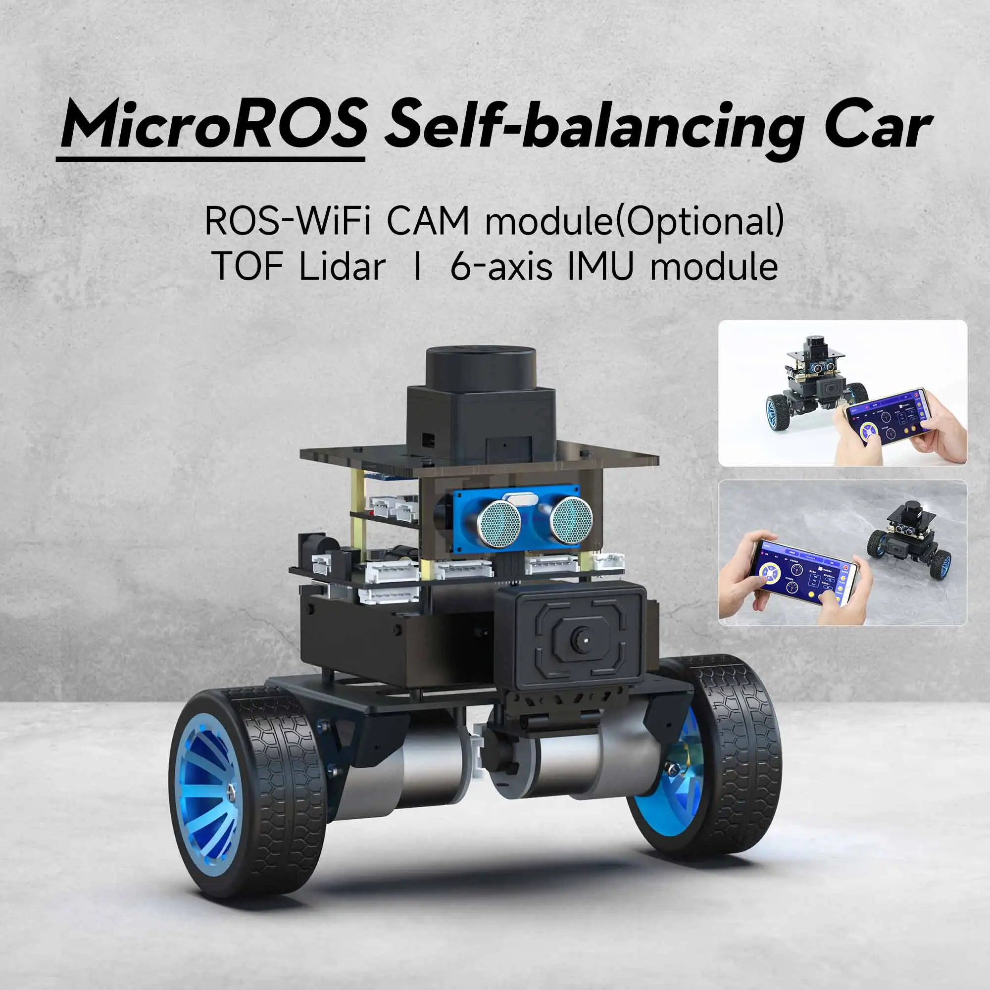 

Самобалансирующийся робот MicroROS на основе двухпроцессора ESP32 и STM32, с поддержкой лидара TOF, нагрузка 4 кг, SLAM, картографическая навигация