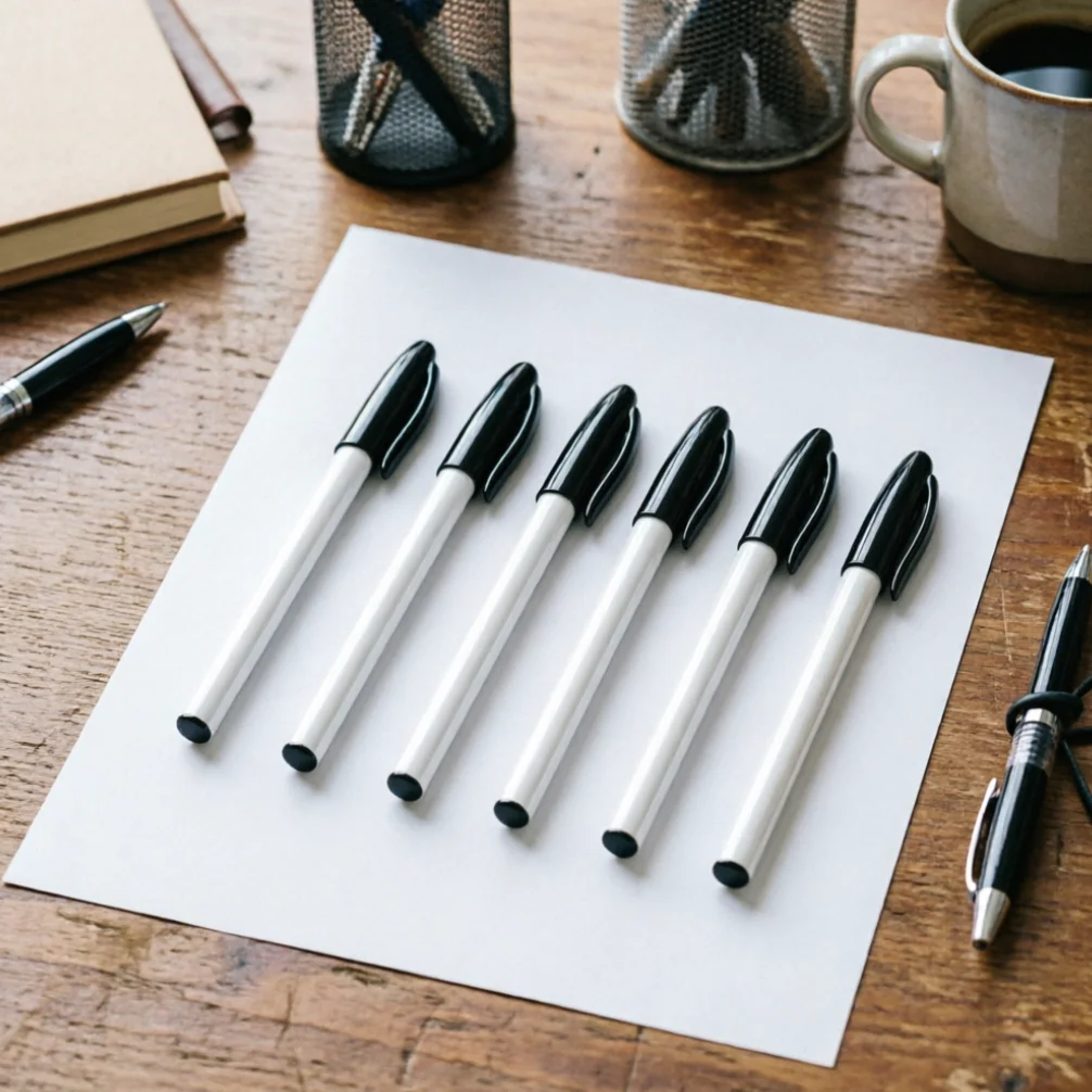 24/6 Pcs Black Ballpoint Pen Set - Office Stationery Supplies, Smooth Writing Pens for School & Business
