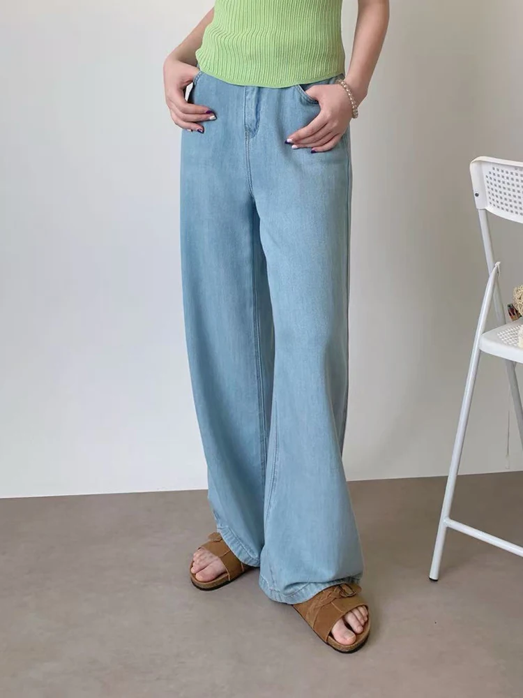 

Джинсы Boran Casual с широкими штанинами и поясом, свободные, стройнящие, летние, новые, женские, с высокой талией, из хлопкового стрейч-денима, износостойкие